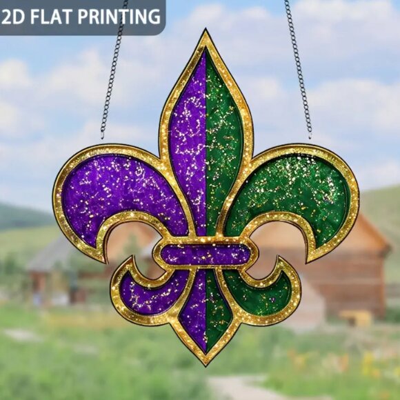 Brilliant Fleur De Lis Suncatcher - NEW - Picture 1 of 4